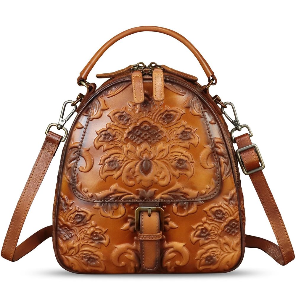 Genuine Leather Satchel Purse Embossed Crossbody Handbag Top Handle :^)